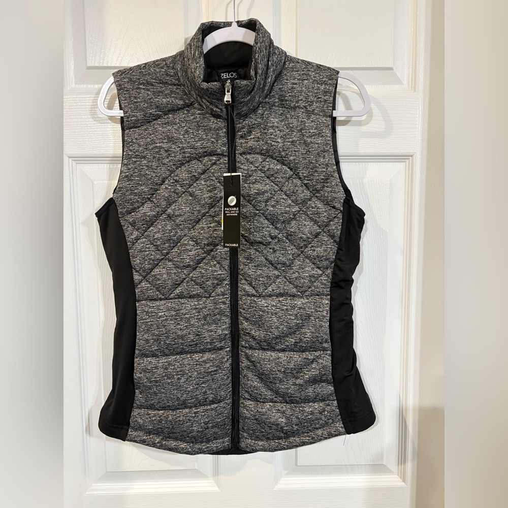 ZELOS Heather Gray and Black Quilted Vest
New with tags